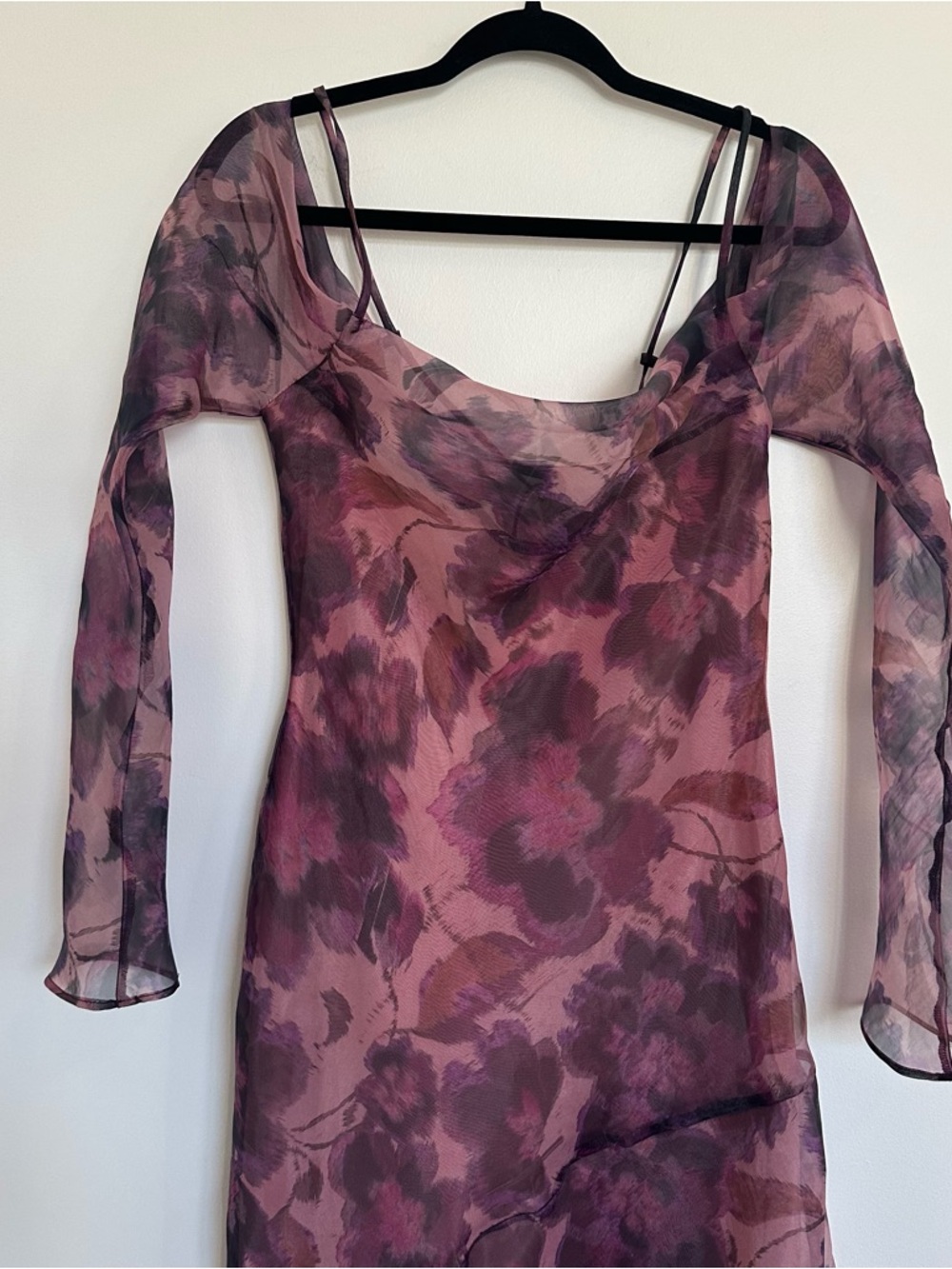 NWT Lulu's Pia Mauve Purple Floral Asymmetrical Midi Dress - Picture 6 of 16